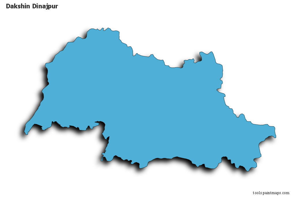 Mapa de Dakshin Dinajpur con efecto de sombra 3D