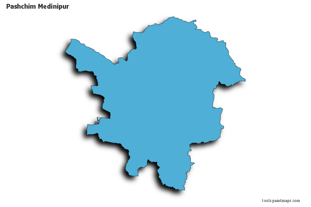 3D gölge efektli Pashchim Medinipur haritası