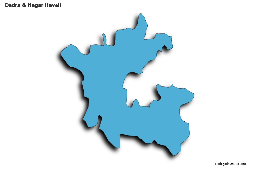 Mapa de Dadra & Nagar Haveli con efecto de sombra 3D