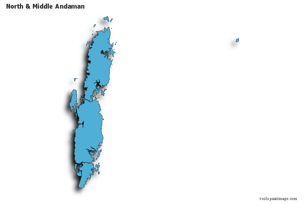 North and Middle Andaman map with 3d shadow effect