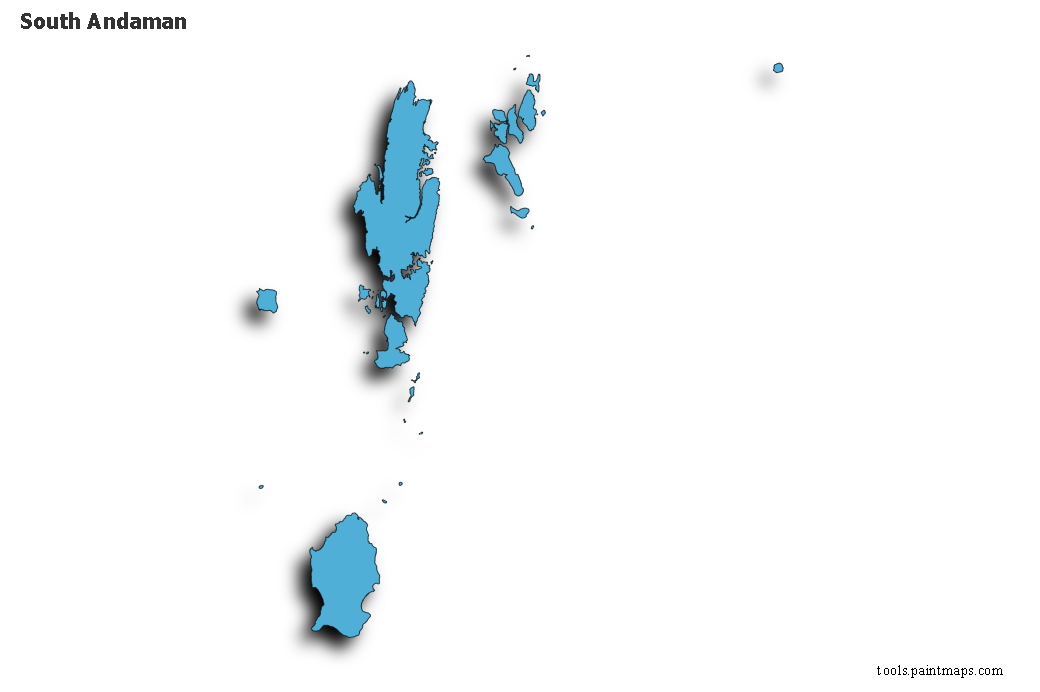 Mapa de South Andaman con efecto de sombra 3D