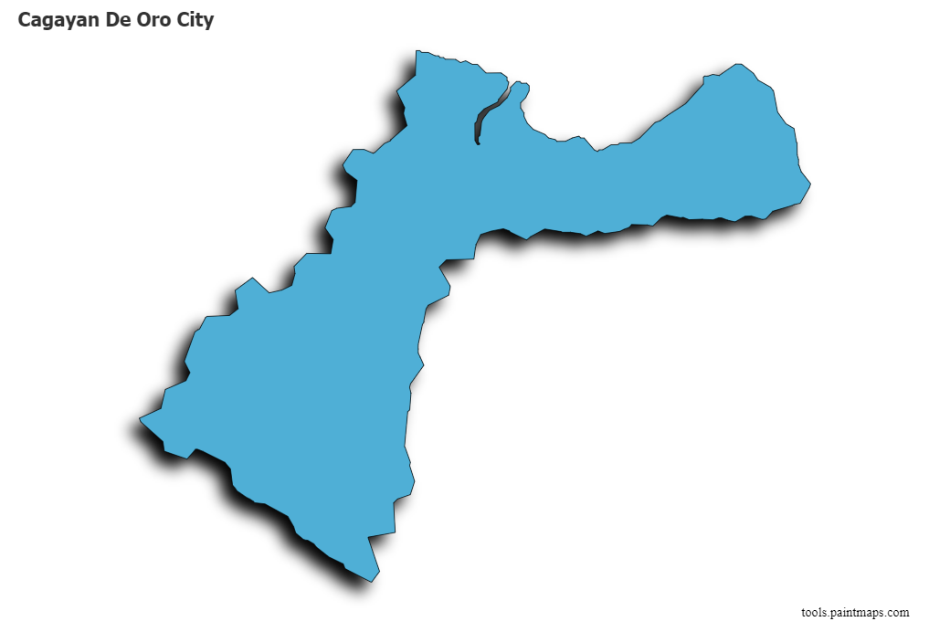 Cagayan De Oro City map with 3d shadow effect