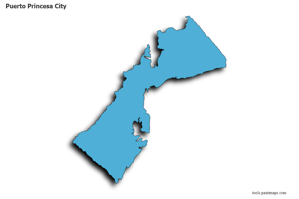 Puerto Princesa City map with 3d shadow effect