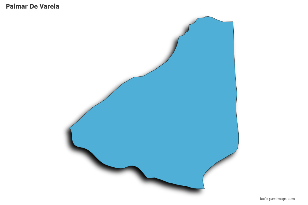 Mapa de Palmar De Varela con efecto de sombra 3D