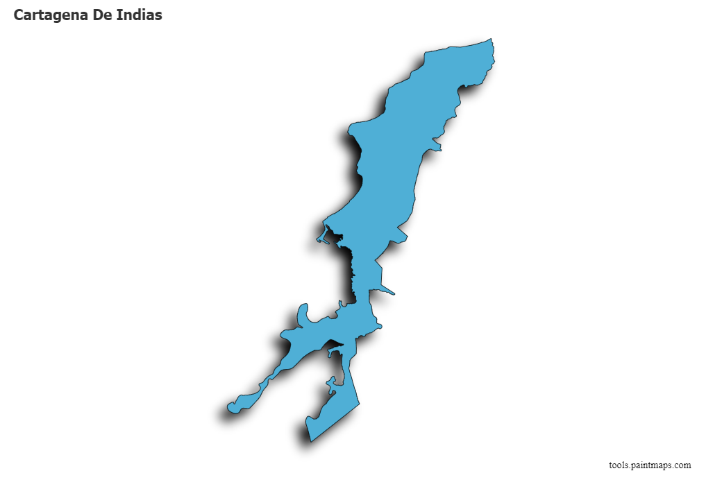 Mapa de Cartagena De Indias con efecto de sombra 3D