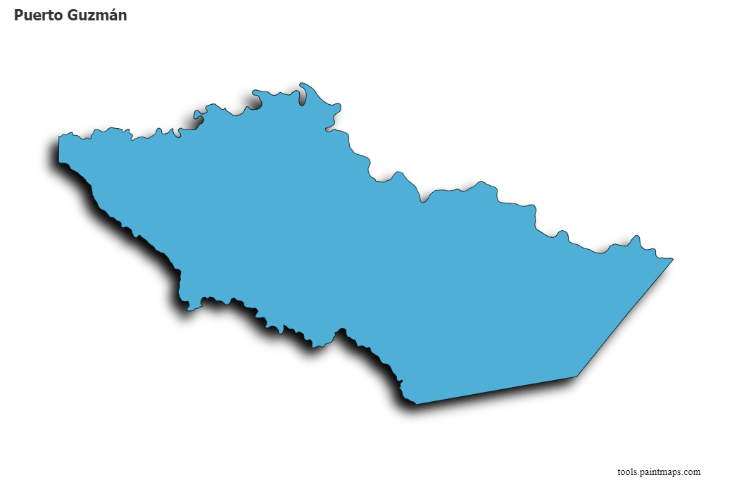 Mapa de Puerto Guzmán con efecto de sombra 3D