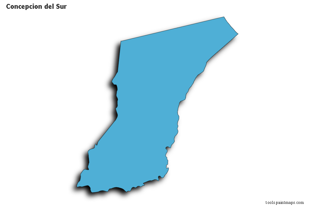 Mapa de Concepcion del Sur con efecto de sombra 3D