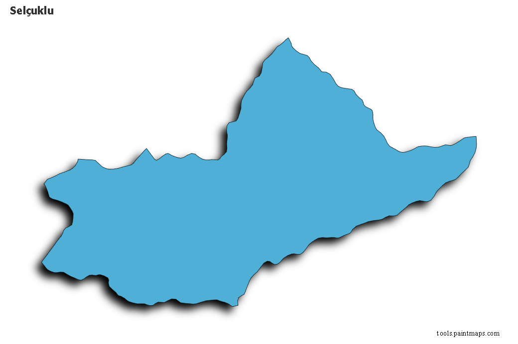 Mapa de Selçuklu con efecto de sombra 3D