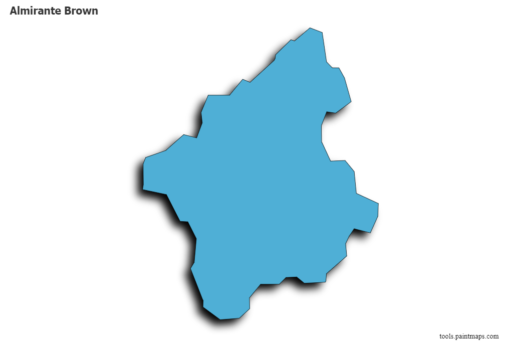 Mapa de Almirante Brown con efecto de sombra 3D