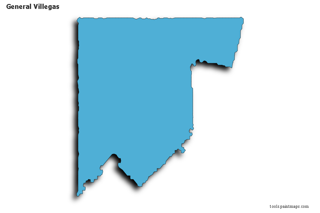 Mapa de General Villegas con efecto de sombra 3D