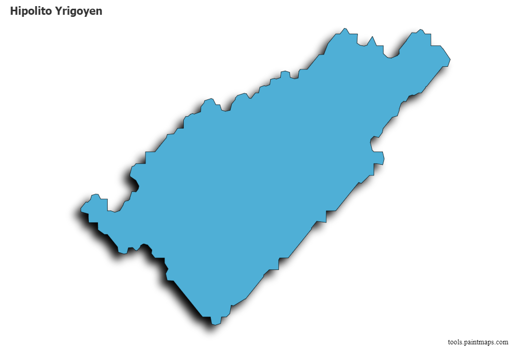 Mapa de Hipolito Yrigoyen con efecto de sombra 3D