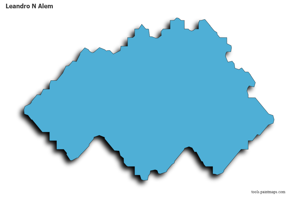 Leandro N. Alem map with 3d shadow effect