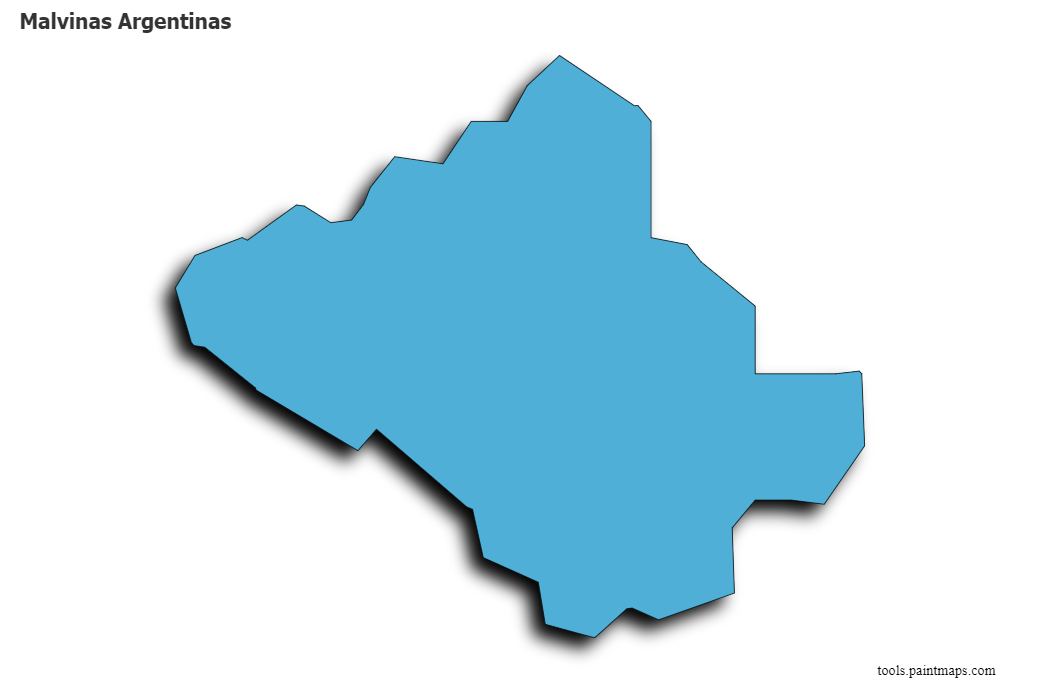 Mapa de Malvinas Argentinas con efecto de sombra 3D