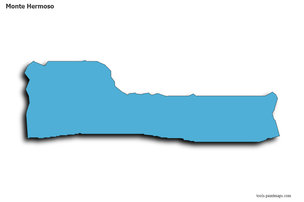 Mapa de Monte Hermoso con efecto de sombra 3D