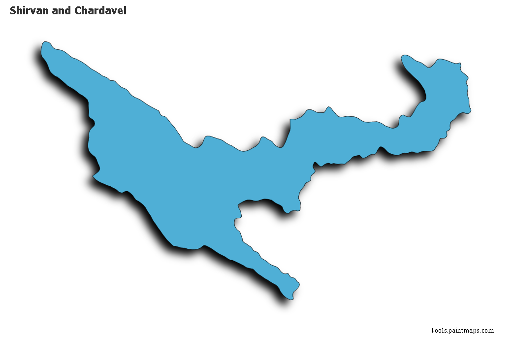 Mapa de Shirvan and Chardavel con efecto de sombra 3D