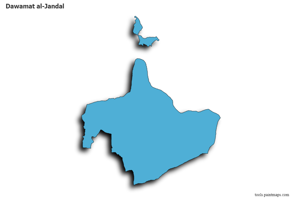 Mapa de Dawamat al-Jandal con efecto de sombra 3D