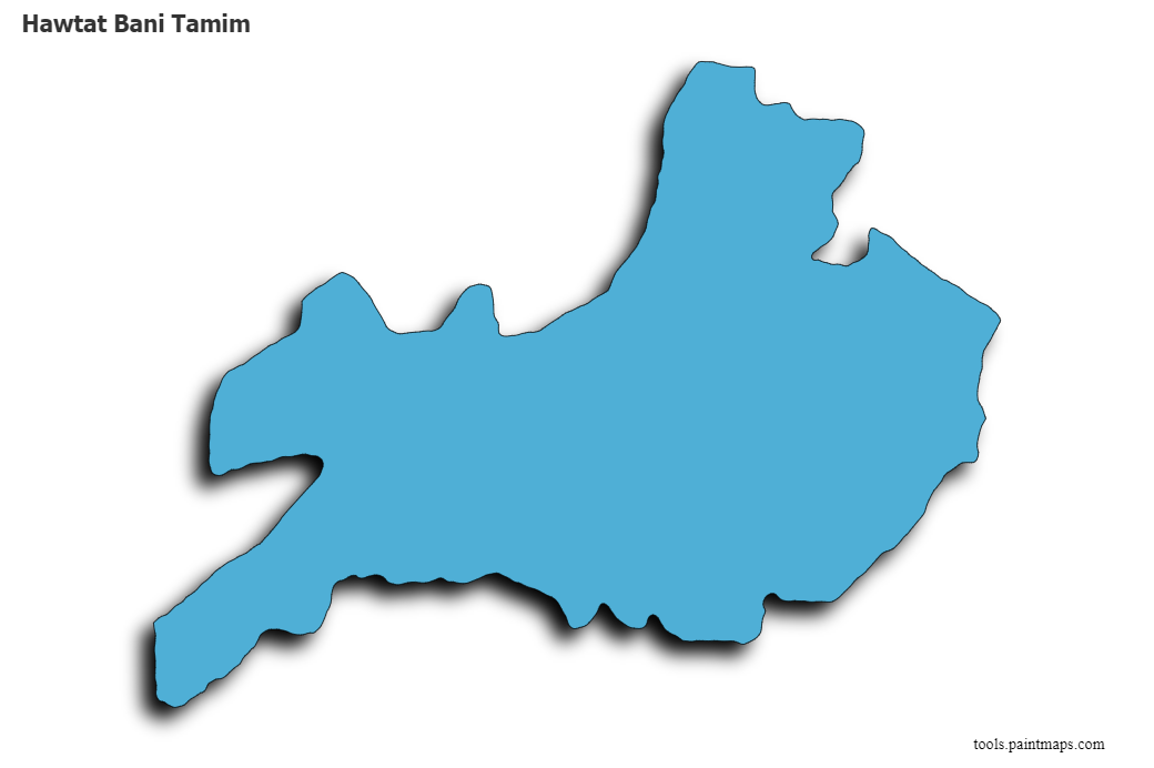 Mapa de Hawtat Bani Tamim con efecto de sombra 3D