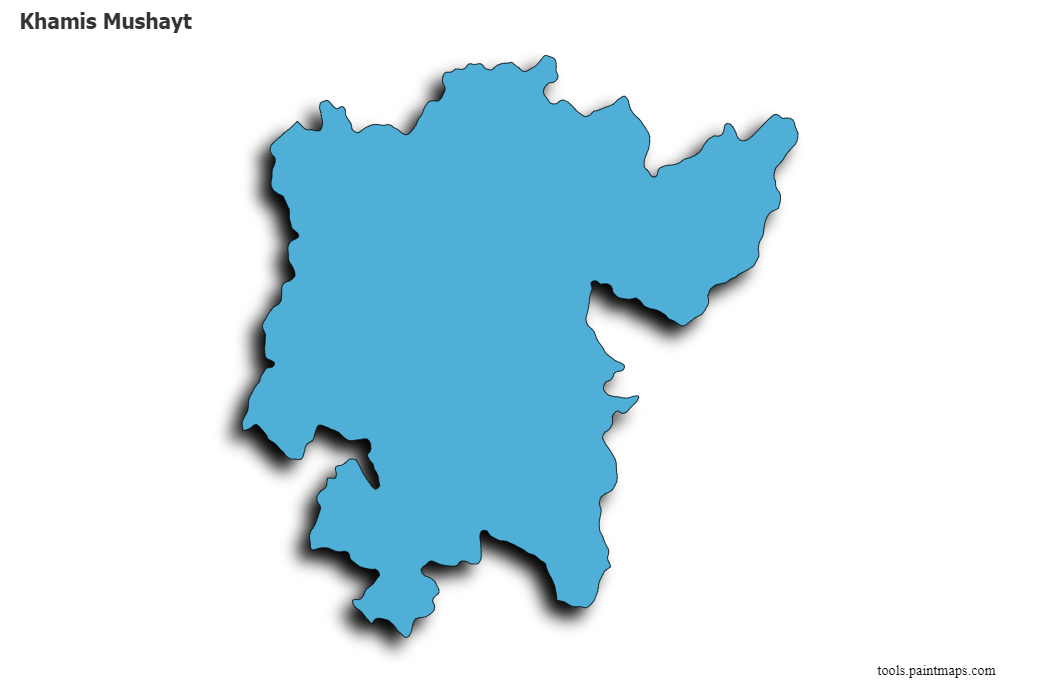 Mapa de Khamis Mushayt con efecto de sombra 3D