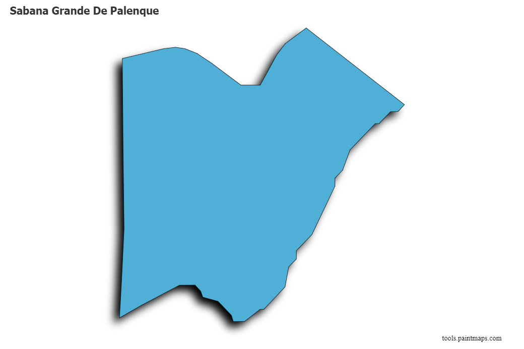 Mapa de Sabana Grande De Palenque con efecto de sombra 3D