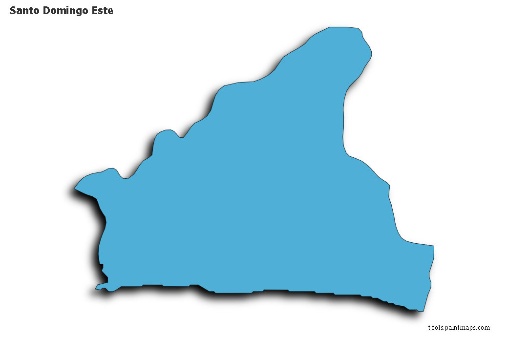 Mapa de Santo Domingo Este con efecto de sombra 3D