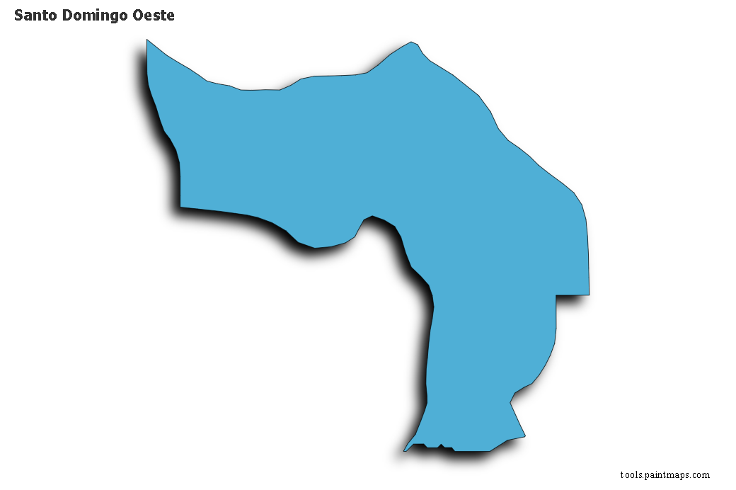 Mapa de Santo Domingo Oeste con efecto de sombra 3D