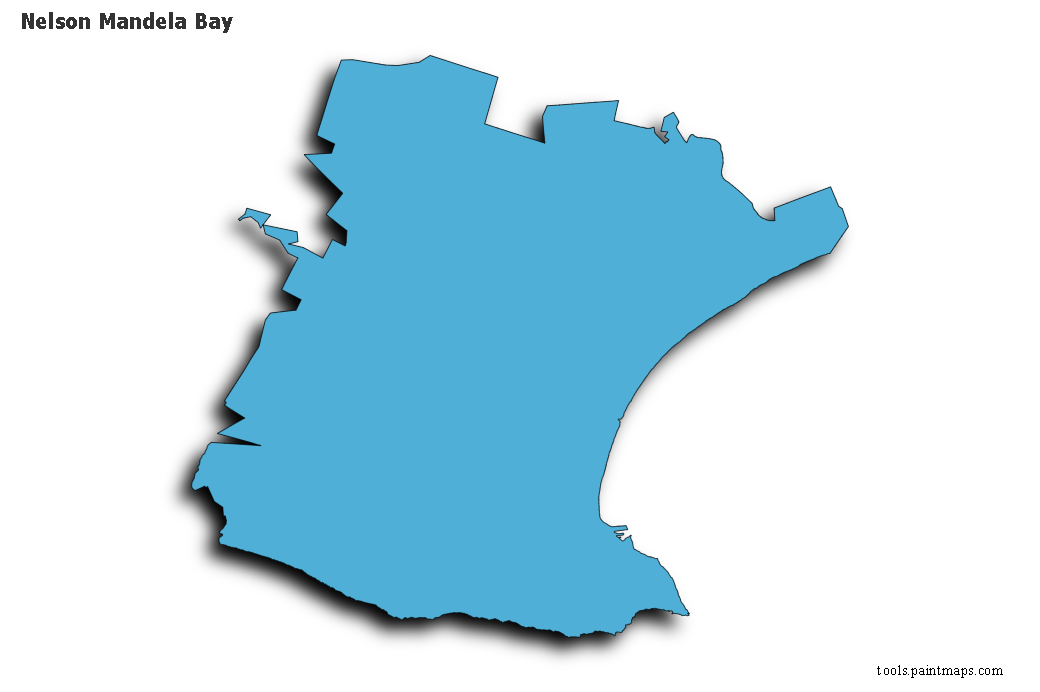 Nelson Mandela Bay map with 3d shadow effect