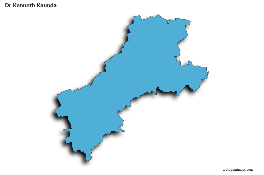 Dr Kenneth Kaunda map with 3d shadow effect