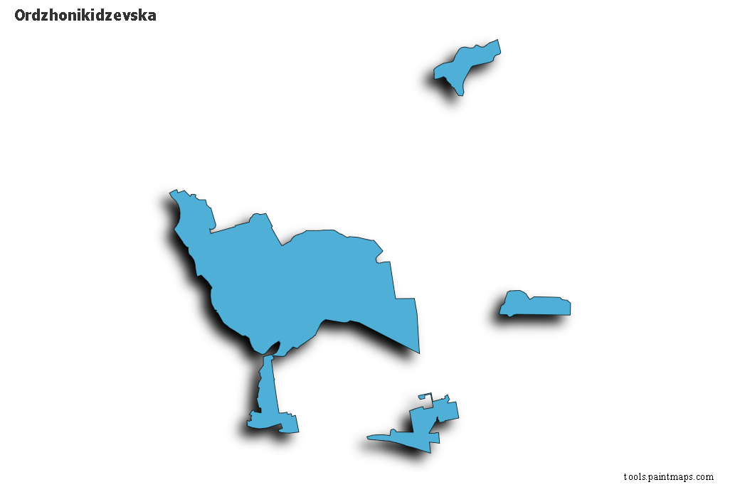 Mapa de Ordzhonikidzevska con efecto de sombra 3D