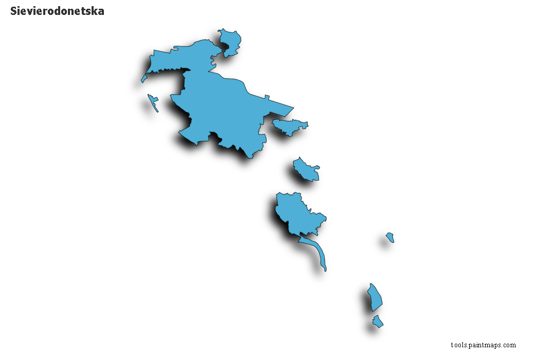 Sieverodonets'ka map with 3d shadow effect