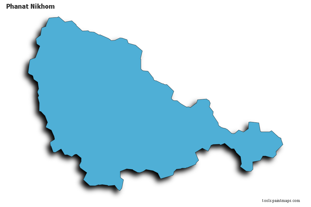 Mapa de Phanat Nikhom con efecto de sombra 3D