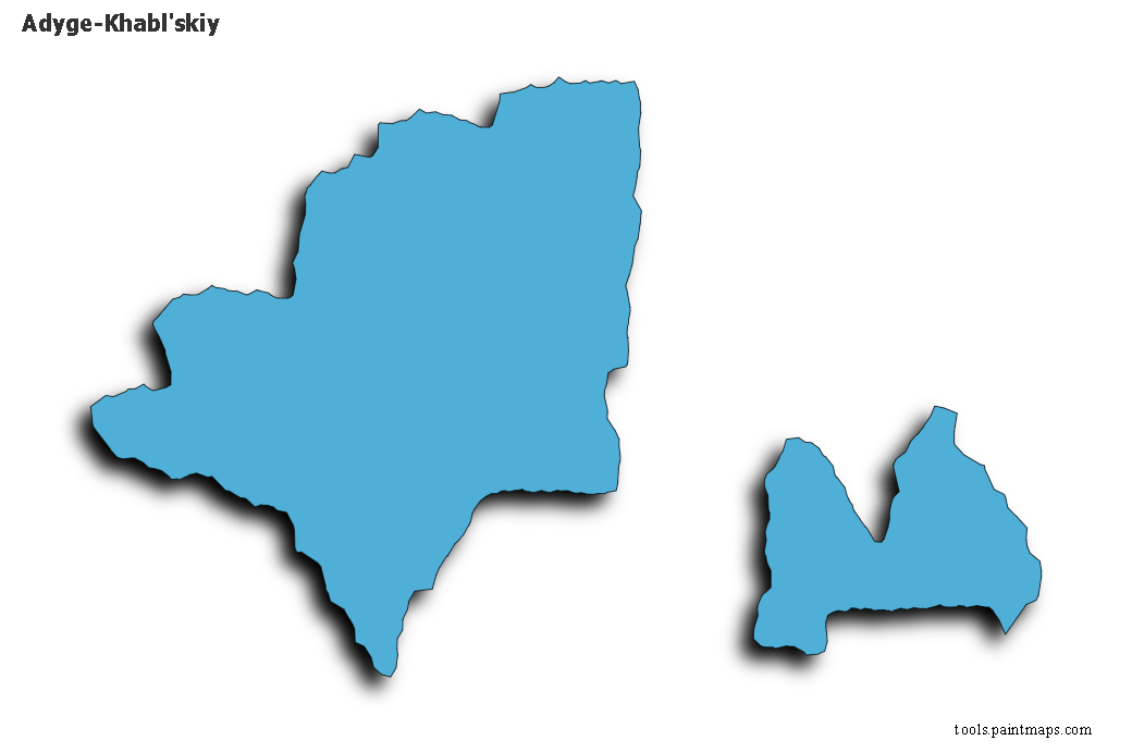 Mapa de Adyge-Khabl'skiy con efecto de sombra 3D