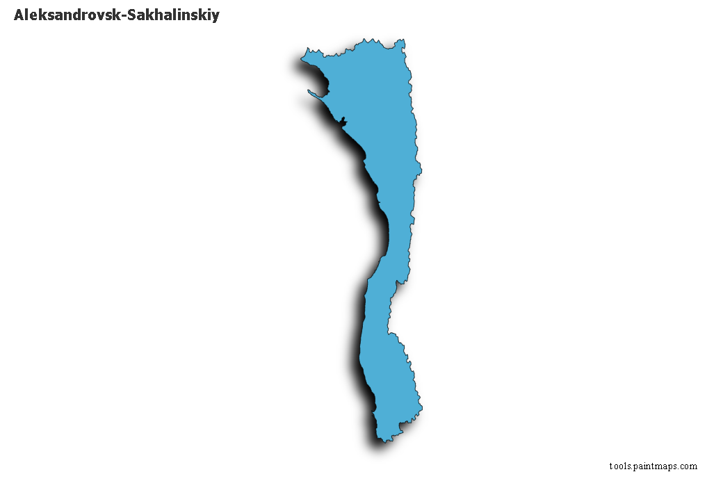 Aleksandrovsk-Sakhalinskiy map with 3d shadow effect