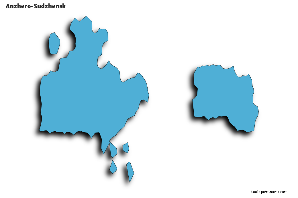 Anzhero-Sudzhensk map with 3d shadow effect