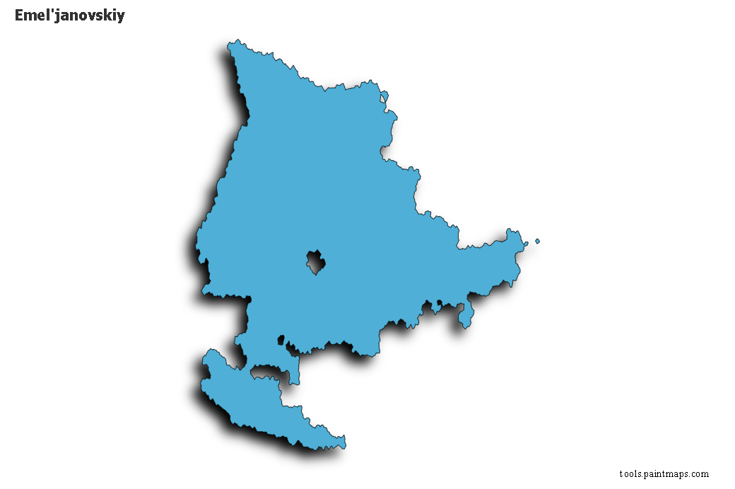 Mapa de Emel'janovskiy con efecto de sombra 3D