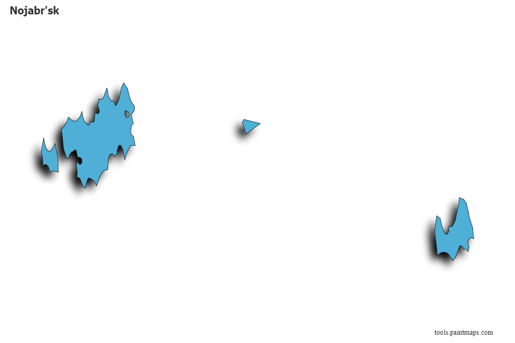 Mapa de Nojabr'sk con efecto de sombra 3D