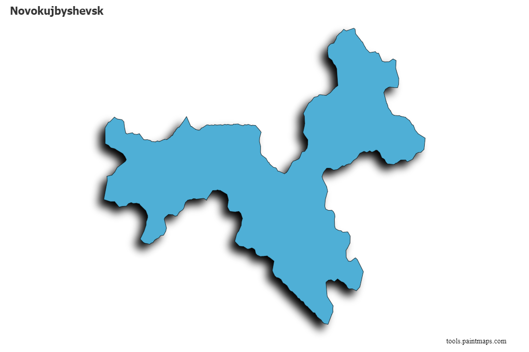 Novokujbyshevsk map with 3d shadow effect