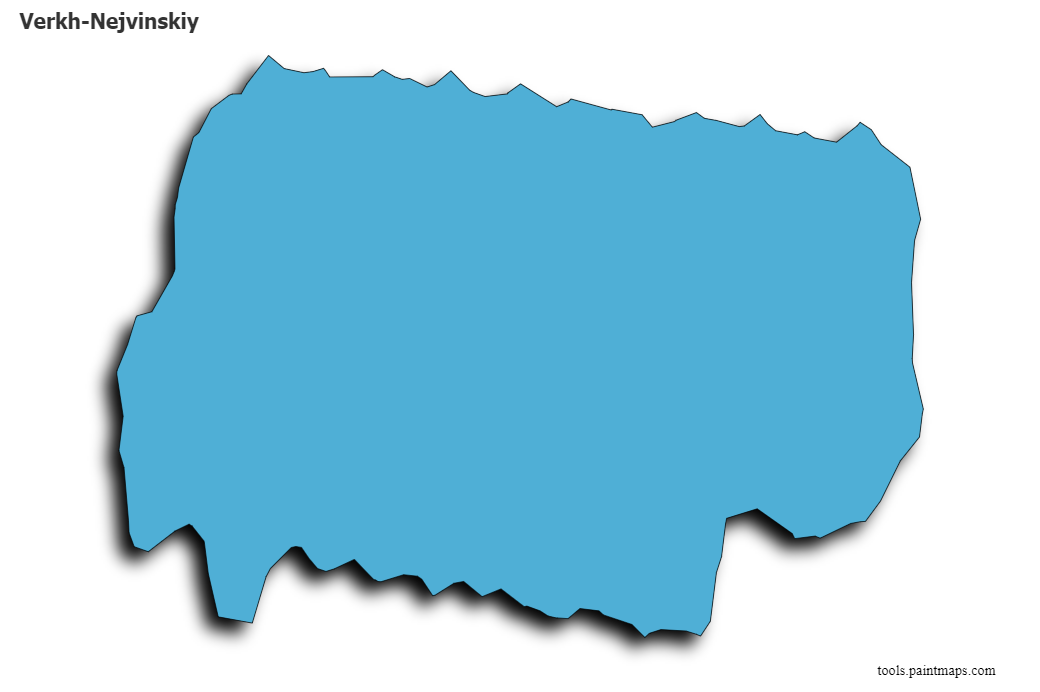 Mapa de Verkh-Nejvinskiy con efecto de sombra 3D