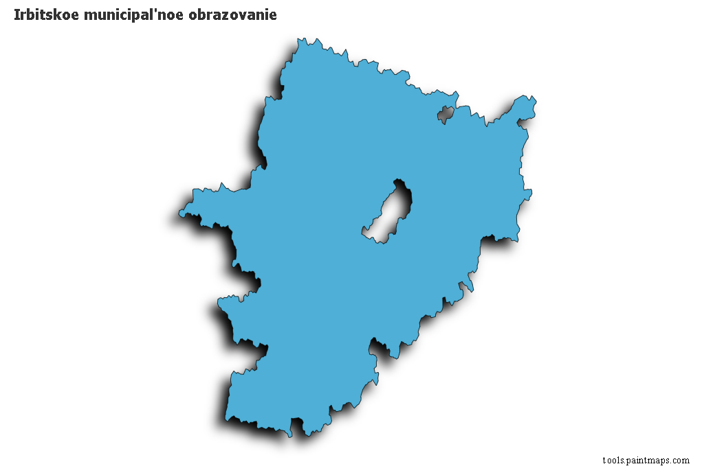 Mapa de Irbitskoe municipal'noe obrazovanie con efecto de sombra 3D