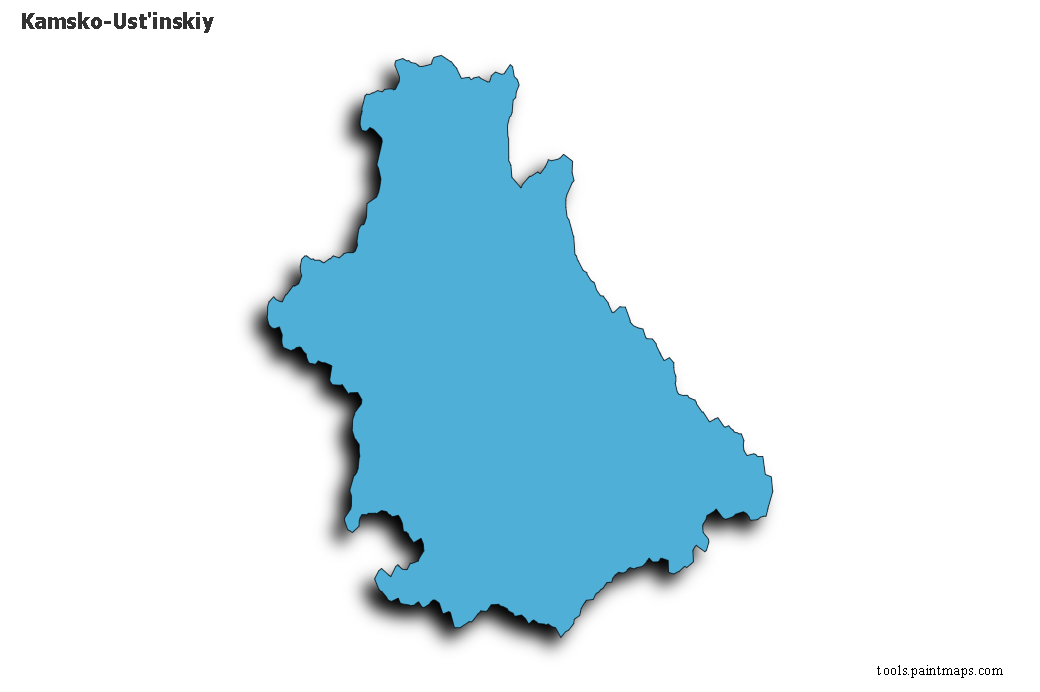 Mapa de Kamsko-Ust'inskiy con efecto de sombra 3D