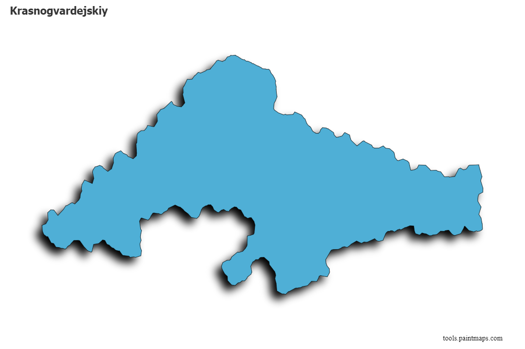 Mapa de Krasnogvardejskiy con efecto de sombra 3D