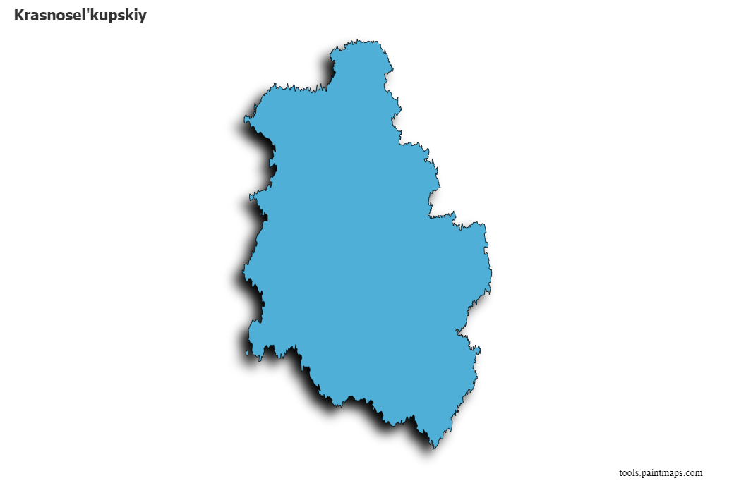 Mapa de Krasnosel'kupskiy con efecto de sombra 3D