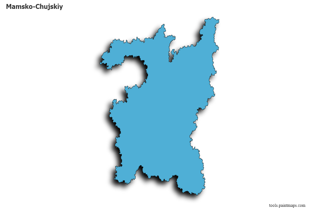 Mapa de Mamsko-Chujskiy con efecto de sombra 3D