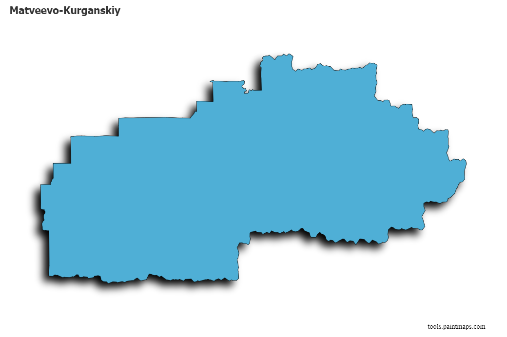Mapa de Matveevo-Kurganskiy con efecto de sombra 3D