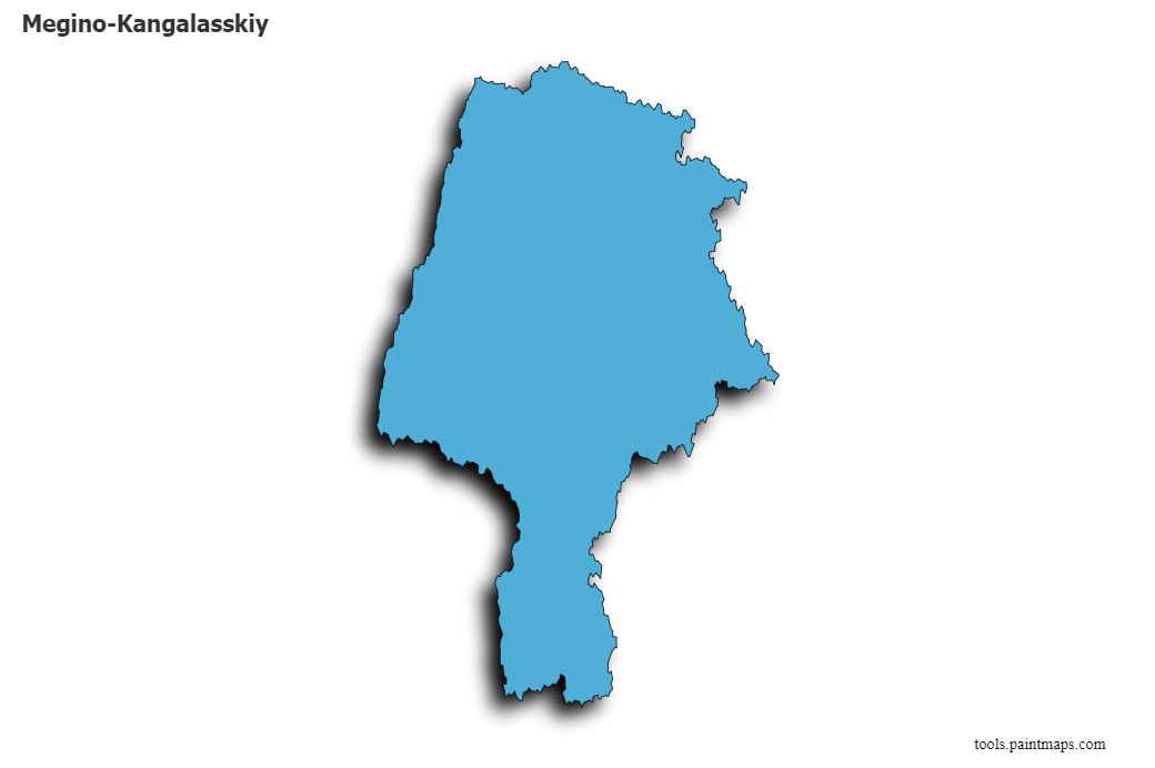 Mapa de Megino-Kangalasskiy con efecto de sombra 3D