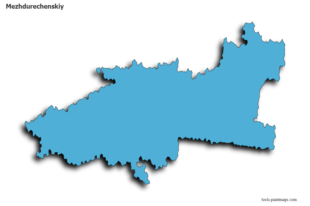 Mezhdurechenskiy map with 3d shadow effect