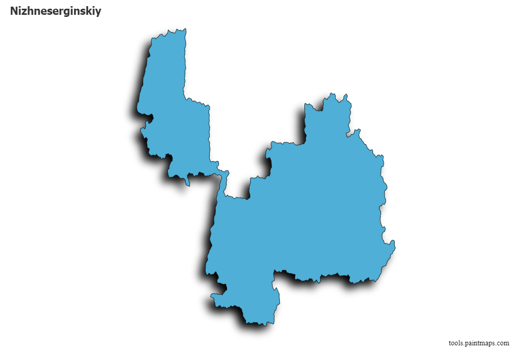 Nizhneserginskiy map with 3d shadow effect