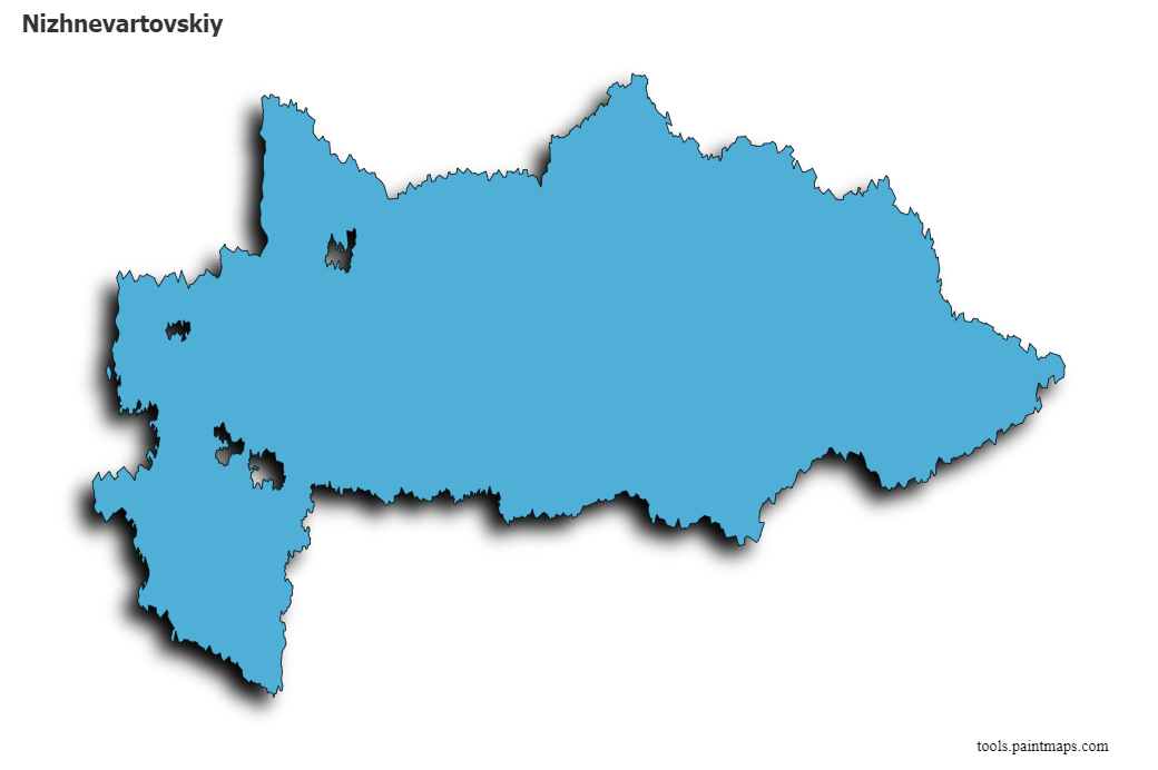 Mapa de Nizhnevartovskiy con efecto de sombra 3D