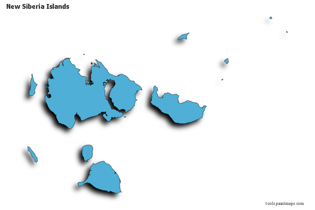 3D gölge efektli New Siberia Islands haritası