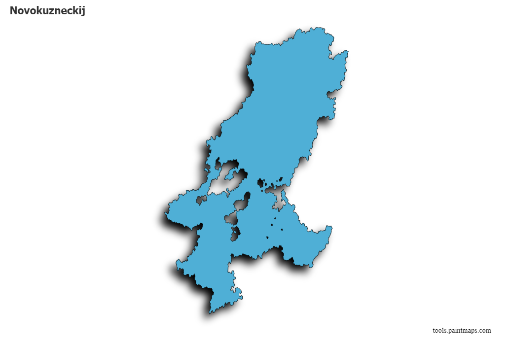 Mapa de Novokuzneckij con efecto de sombra 3D