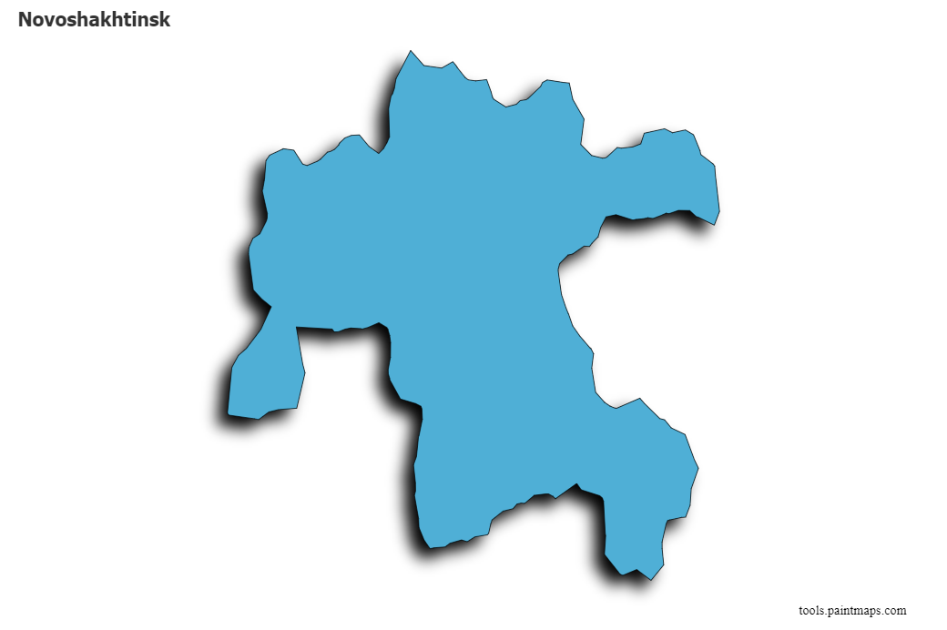 Mapa de Novoshakhtinsk con efecto de sombra 3D